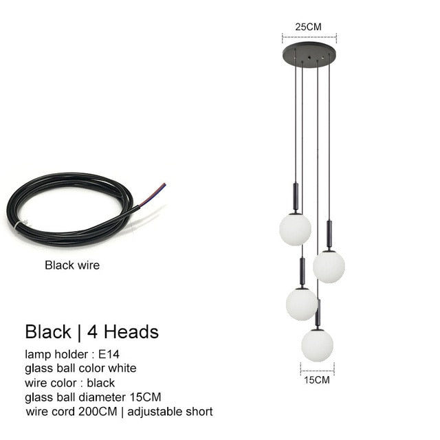 LED Glass Ball Chandelier Lights