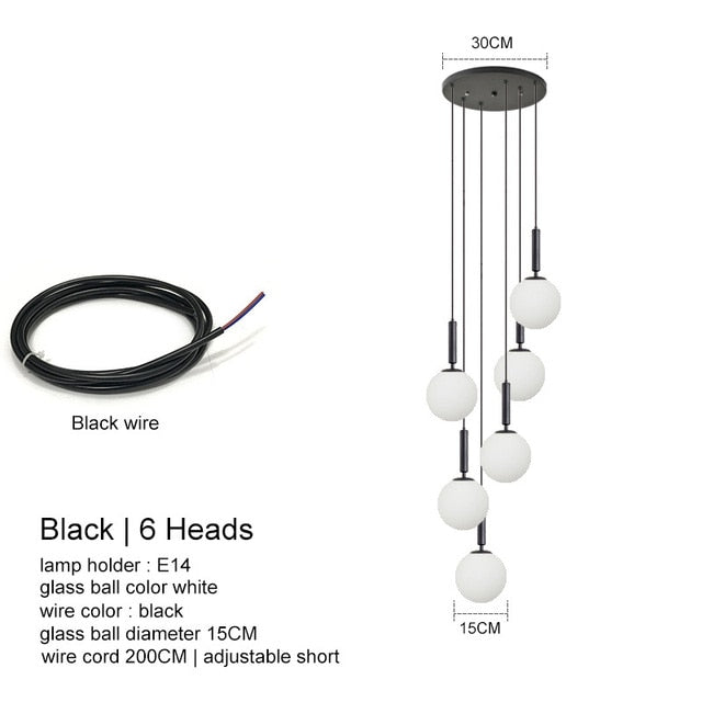 LED Glass Ball Chandelier Lights